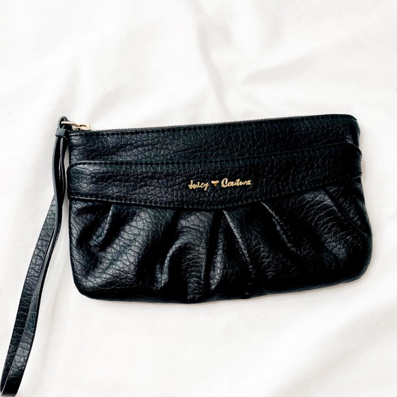 Juicy Couture Handbags - Juicy Couture black leather wristlet/ clutch